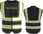 YOWESHOP High Reflective Visibility Safety Vest Custom Your Logo Safety Workwear with Reflective Strips and Front Zipper
