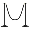 RoadHero Plastic Stanchion Post, Black Velvet Ropes and Poles with Weighted Base, Ropes Safety Barriers for Crowd Control, Party and Movie Theater, 2 PCS