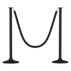 RoadHero Plastic Stanchion Post, Black Velvet Ropes and Poles with Weighted Base, Ropes Safety Barriers for Crowd Control, Party and Movie Theater, 2 PCS