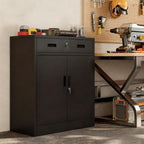 Metal Storage Cabinet 36" H, Garage Storage Cabinet with 2 Lockable Doors and 1 Drawer, Steel File Cabinets with Adjustable Shelves for Home Office, Garage, School, Apartment, Warehouse