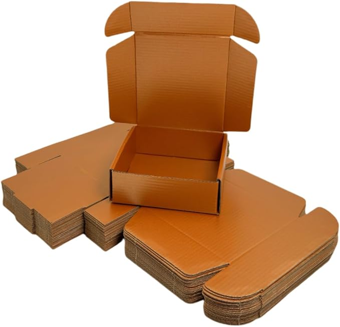 15 Pcs 6 x 6 x 2 inches Corrugated Cardboard Gift Boxes Recyclable Shipping Boxes for Mailing & Holidays, Wedding, Birthday, Gifts Packaging (Copper, 6 x 6 x 2")