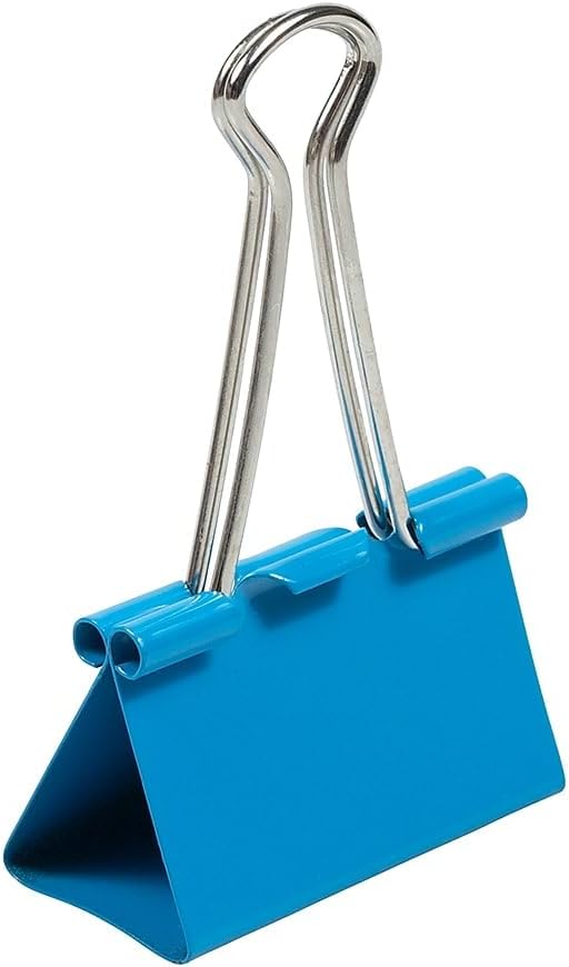JAM PAPER Colorful Binder Clips - Large - 1 1/2 Inch (41 mm) - Blue Binderclips - 12/Pack