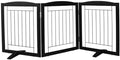 Dog Fence Indoor - 3-Panel Freestanding Dog Gate for Doorways, Hallways, House or Stairs -60x32-Inch Retractable Foldable Expandable Wood Pet by SFJC (White)