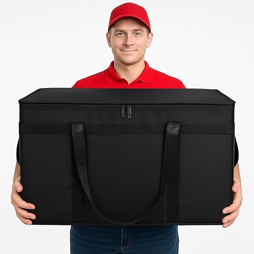 Bodaon Large 10-Pack Insulated Food Delivery Bag With Hard Bottom, XXXL Catering/Pizza Cooler Bags, Rideshare Delivery Bag, Thermal Cold/Hot Styrofoam Carrier for Travel/Shopping/Car