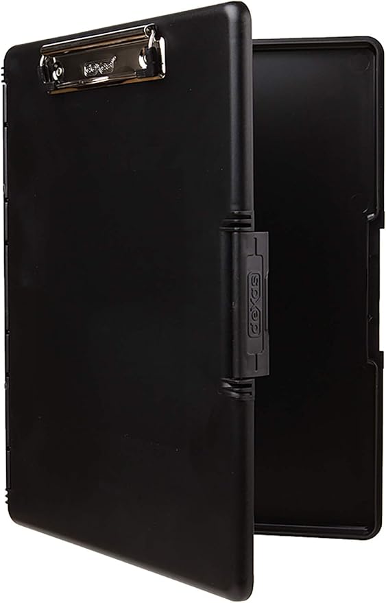 Dexas Slimcase 2 Plastic Clipboard with Storage and Side Opening, Black, Office Supplies Clipboards to Organize, Carry and Store, A4 Holder, Style and Functionality Nursing Clipboards