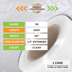 PSBM Stretch Wrap with Handles, 4 Pack, 20 Inch x 1000 Feet, 90 Gauge, Clear Plastic Cling with Extended Core Handles Built in