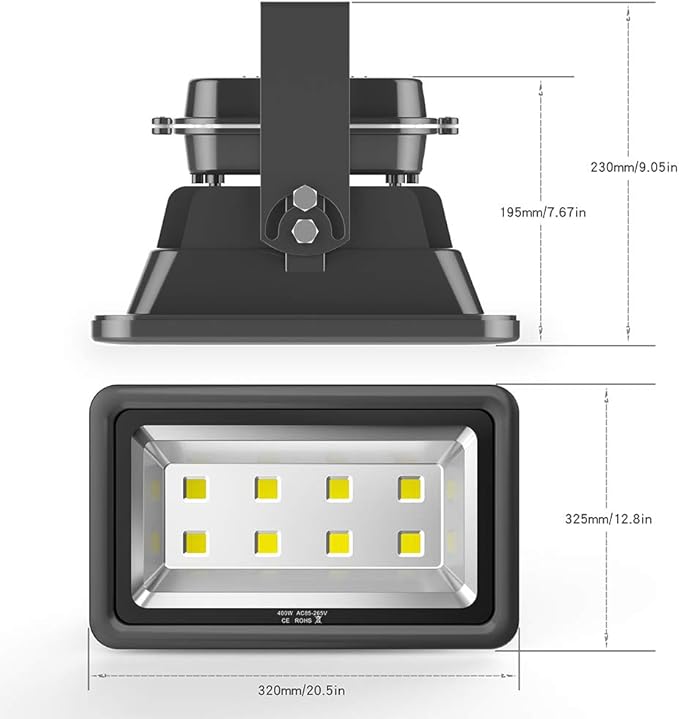 400W Outdoor LED Flood Light, 40000LM Super Bright, 110-285V, IP66 Waterproof, 6000K Daylight White Security Lights,Lighting for Playground Yard Stadium Lawn Ball Park
