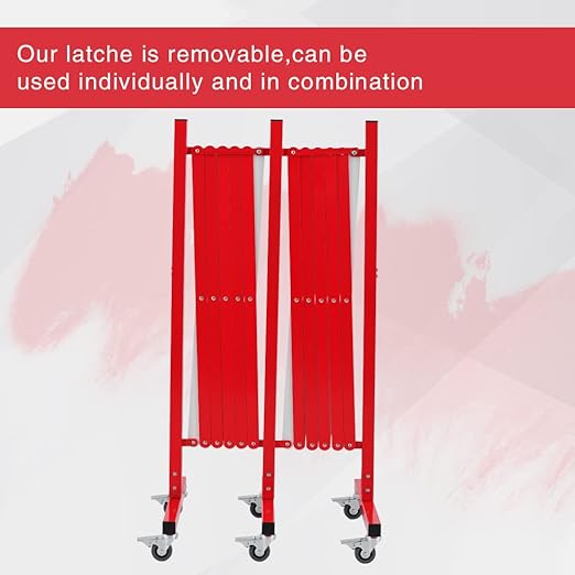 GYMTIME Industrial Expandable Metal Barricade, 16 Feet, Red and White, Easily Assembled Safety Barrier with Casters, Flexible Mobile Barrier Gate, Adjustable Traffic Fence