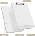 Piasoenc Clipboard with Storage, 8.5 x 11 Organization Box with Pen Holder and A4 Legal Paper Folder, Folio & Side-Opening, Low Profile Clip,for Nurses,Teachers, Size 14 x 9.6 x 1.2 in, White