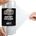 GORILLA GRIP 500% Stretch Film Heavy Duty Plastic, 500ft Shrink Wrap Roll 10" Puncture Resistant, Industrial Strength for Shipping, Pallet Storing, Moving, Packing Furniture Protection 1 Pack Clear