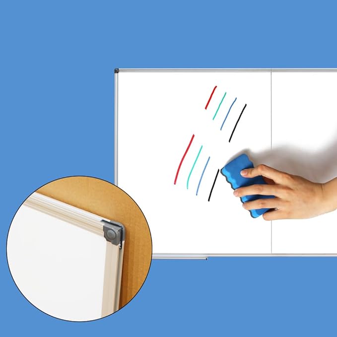 Large Magnetic Whiteboard 48 x 36 Inch, Foldable Dry Erase White Board with Pen Tray, Big Aluminum Frame Folding Message Presentation Board for Wall