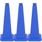 BESEA 3 Pack 28" Bright Blue Traffic Safety Cones with Weighted Base, High-Visibility Parking Cones for Driveways, Business Parking Lots, Garages, Indoor/Outdoor Use