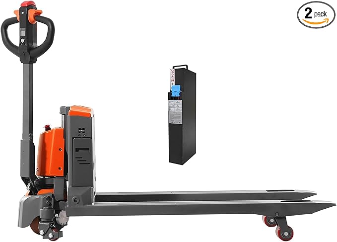 T Tory Carrier Electric Pallet Jack Truck 3300lbs Capacity Lithium Electric Pallet Trucks 48" x27" Forks Li-ion Battery Lift with an Extra Battery