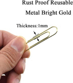 HAHIYO Paper Clips Large Sturdy 2 inches Length 70 Pack Paperclips Heavy Duty Tight Grip Rust Proof Reusable Metal Bright Gold for Home Office School
