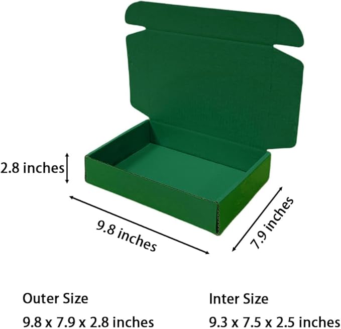 30 Pcs 9.8 x 7.9 x 2.8 inches Shipping Boxes for Small Business Cardboard Corrugated Mailer Boxes for Shipping Packaging Holidays Craft Gifts Giving Products (Hunter Green, 9.8 x 7.9 x 2.8")