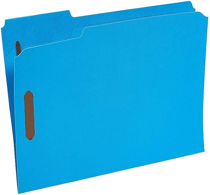 Staples Colored Reinforced Tab Fastener Folders Letter Size Assorted 50/Box