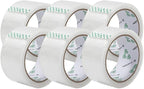 Strong Packaging Tape for Shipping, Moving and Storage, Water Base, Crystal Clear, Low Odor, 1.88-Inch x56Yards, 6-Roll