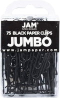 JAM PAPER Colorful Jumbo Paper Clips - Large 2 Inch - Black Paperclips - 75/Pack