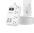 6 USB(2 USB C) Surge Protector Power Strip- 10 Ft Extension Cord with 24W USB Charging Station and 4 Outlets, Long Flat Extension Cord with Multiple Outlets for Travel Home Office Dorm White