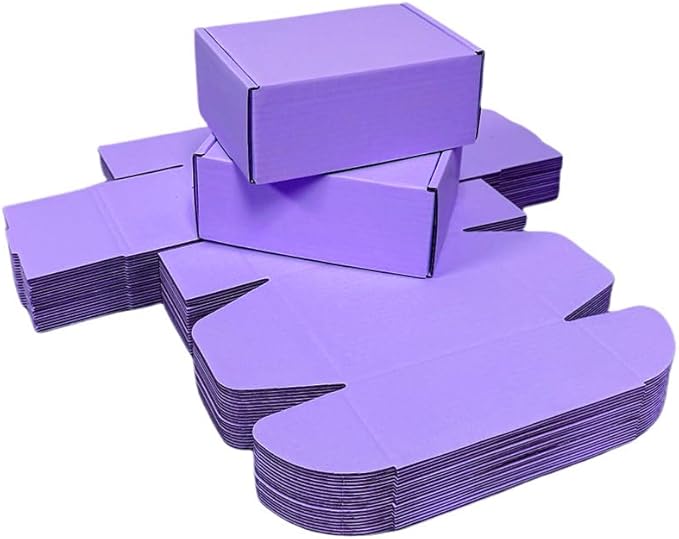 50 Pcs 4.3 x 3.1 x 2 inches Mini Size Corrugated Cardboard Gift Boxes Recyclable Shipping Boxes for Packing Jewelry Ornament Gift Craft Packaging Supplier (Lavender, 4.3 x 3.1 x 2")
