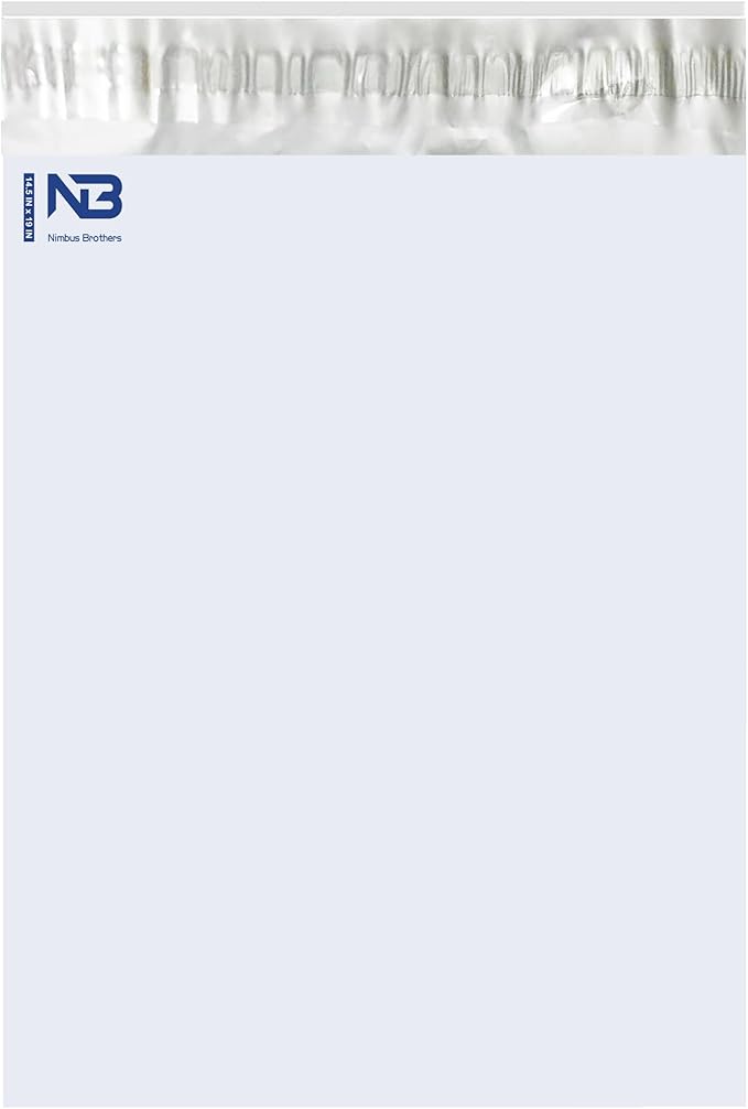 NB 14.5x19 Inch – 100 Pcs White Poly Mailers Strong Adhesive Self-Seal Shipping Envelopes, Tear & Water Resistant Packaging for E-Commerce and Small Business