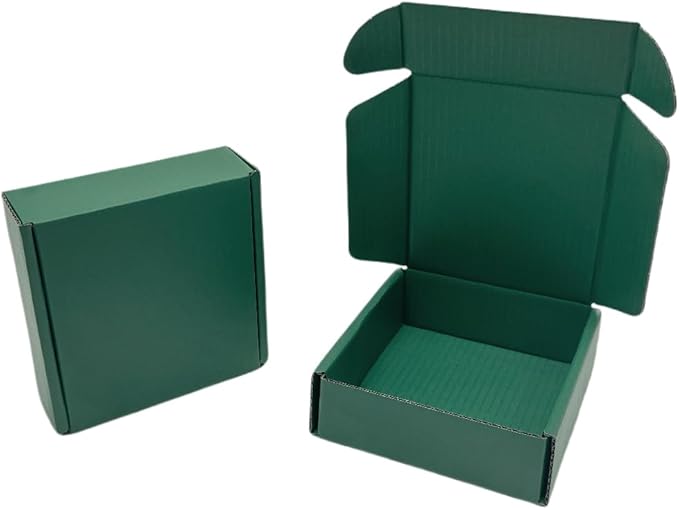 50 Pcs 6.3 x 6 x 1.6 inches Shipping Boxes for Small Business Cardboard Corrugated Mailer Boxes for Shipping Packaging Holidays Craft Gifts Giving Products (Hunter Green, 6.3 x 6 x 1.6")