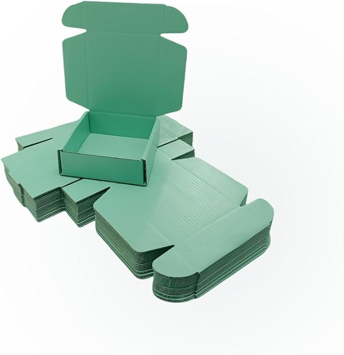 15 Pcs 4.7 x 4.7 x 1.6 Inches Mini Size Corrugated Cardboard Gift Boxes Recyclable Shipping Boxes for Packing Jewelry Ornament Gift Craft Packaging Supplier (Mint green, 4.7 x 4.7 x 1.6")