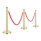 6-Piece Gold Stanchion Posts, Stanchions with Red Velvet Ropes Set & Ball Head with 4 Universal Holes, Stainless Steel Gold Stanchions for Party, Museums, Wedding, Easy Connect Assembly
