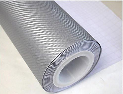 F & B LED LIGHTS Silver 3D Carbon Fiber Film Twill Weave Vinyl Sheet Roll Wrap (24" X 60", Silver)