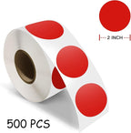 500 PCS Dot Sticker Tape 2" Inch Round Color Coding Labels Removable Writable Circle Floor Decal for Marking Organizing Social Distancing Red