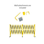 Trafford Industrial Expandable Metal Barricade, 11 Feet, Red and White, Mobile Safety Barrier Gate, Retractable Traffic Fence