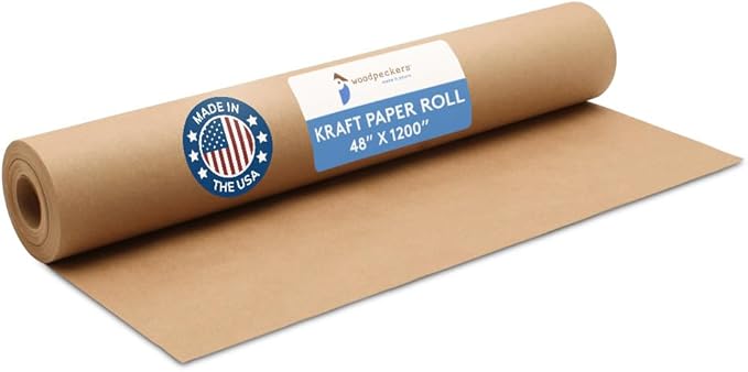 Woodpeckers Brown Kraft Paper Roll 48 inch Wide, 1200 inch Long, 1 Roll, Jumbo Roll for Eco Friendly Christmas Gift Wrapping Paper and Packing Paper