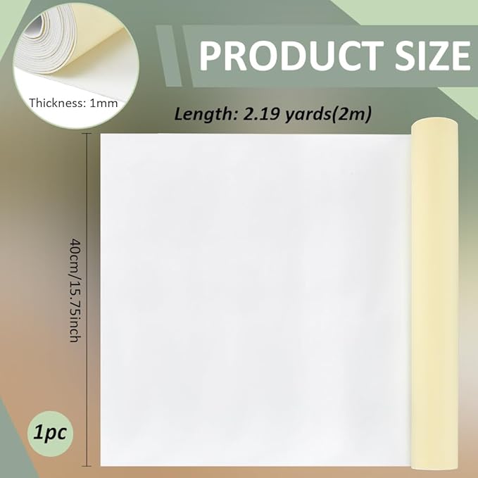 BENECREAT 78.7x15.7 Inch White Self-Adhesive EVA Foam Roll, 1mm Thick Sticky Upholstery Foam Sheets Craft Foam Sheet for Scrapbooking Crafts, Cosplay Model, Cushion Furniture
