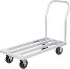 20" x 48" Mobile Aluminum Dunnage Rack - 1600 lb. Capacity with Handle, Heavy-Duty Rolling Platform Truck, NSF Storage Rack with Casters for Commercial Kitchen, Warehouse, Food Service