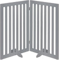 unipaws 36”H Free Standing Pet Gate for Dog and Cat, Wooden Dog Gates for Doorway, Stairs, Room Divider, Step Over Foldable Pet Fence for The House, Expandable Barrier, Indoor Use, Grey
