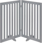 unipaws 36”H Free Standing Pet Gate for Dog and Cat, Wooden Dog Gates for Doorway, Stairs, Room Divider, Step Over Foldable Pet Fence for The House, Expandable Barrier, Indoor Use, Grey