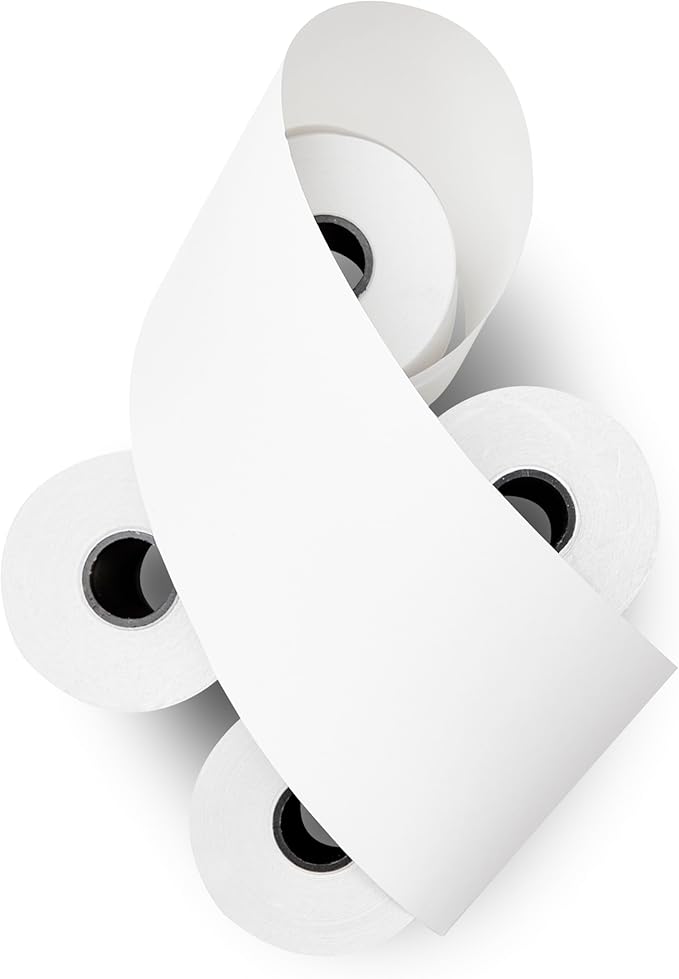 (50 Rolls) 2 1/4 x 150 ft White Adding Machine Tape Paper Rolls Premium One Ply Register/Adding Machine/Calculator Paper Rolls Printing Calculator 10 Key
