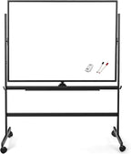 BIBOC 32x48 Inches Large Mobile Dry Erase Whiteboard with Rolling Stand - Double Sided Height Adjustable Whiteboard for Office, School- Aluminum Frame & Durable Writing Surface (48×32 inches)