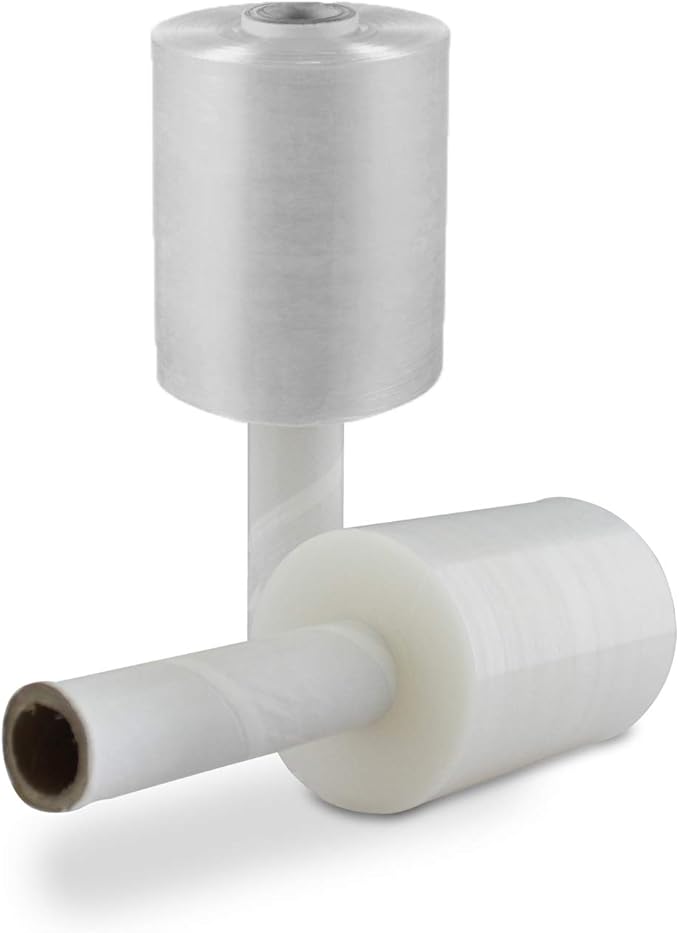 12 Packs of 5 inch x 1000 ft Stretch Wrap Film with Handle 70 Gauge Extra Thick Clear Mini Hand Stretch Wrap Rolls, Clear