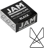 JAM PAPER Colorful Butterfly Clips - Black Paper Clamps - 15/Pack