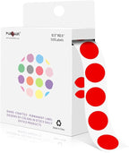 PARLAIM 1/2 Inch Round Adhesive Color-Code Dot Stickers,500 Stickers Inventory Dots Label in Dispenser Box,Red Circle Coding Labels for Office Home (Red)