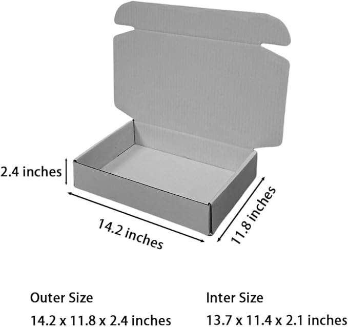 12 Pcs 14.2 x 11.8 x 2.4 inches Large Szie Corrugated Cardboard Gift Boxes Recyclable Shipping Boxes for Mailing & Holidays, Wedding, Birthday, Gifts Packaging (Gray, 14.2 x 11.8 x 2.4")