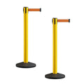 Crowd Control Warehouse CCW Series RBB-150 - Set of 2 Stanchion Retractable Belt Barriers - 16 Foot, Orange Belt with Yellow Post - Easy Assembly