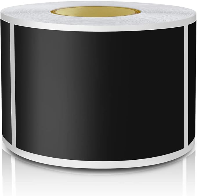 Black Rectangle Sticker Labels 3×2 Inch Vinyl Stickers Color Coding Name Tags Roll Removable Waterproof 300 per Dispenser Box