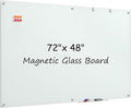 MaxGear Glass White Board 72"x48"(6' x4'), Wall Mounted Magnetic Glass Dry Erase Board, Extra Large Frameless Whiteboard with 1 Eraser,3 Markers and 6 Magnets for Office, School, Home