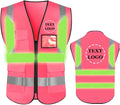 YOWESHOP High Reflective Visibility Safety Vest Custom Your Logo Safety Workwear with Reflective Strips and Front Zipper