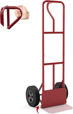 Goplus Hand Truck, P-Handle Hand Truck Dolly w/770LBS Capacity, Vertical Loop Handle, 10” Rubber Wheels, 14.5”x 8.5” Foldable Nose Plate, Heavy Duty Metal Dolly Cart for Lifting, Stairs
