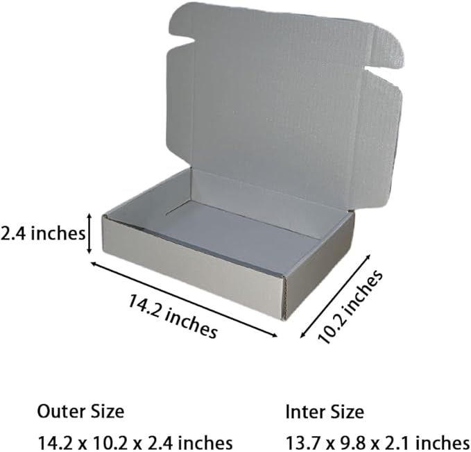 20 Pcs 14.2 x 10.2 x 2.4 inches Larger Size Shipping Boxes for Small Business Cardboard Corrugated Mailer Boxes for Shipping Packaging Holidays Craft Gifts Giving Products (Silver)