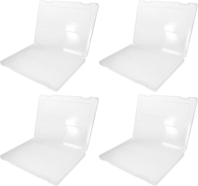 4pcs File Storage Box Clear Wear-resistant Plastic Document Organizer for Office Home Travel Portable Multipurpose File Box Case for Paper Receipts Magazine Protection