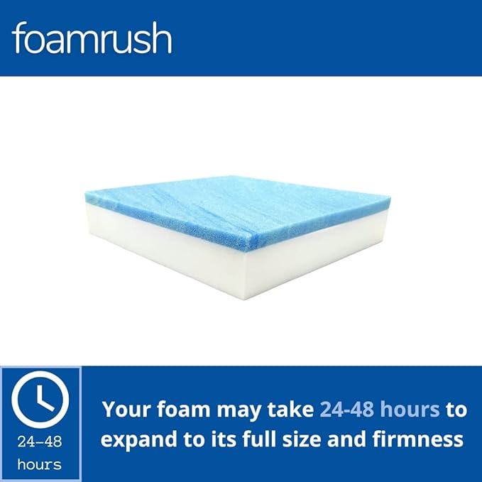 FoamRush 2" x 26" x 26" Cool Gel Memory Foam Upholstery Square Cushion Medium Firm (Chair & Wheelchair Seat Cushion Replacement, Square Foam Dining Chairs, Couch, Sofa, Rubber Padding)